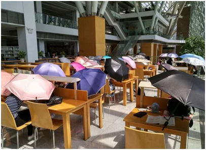 撐雨傘（sǎn）看書